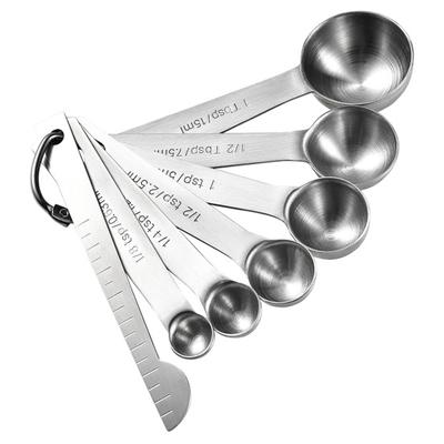 7Pcs/Set Measuring Spoon with Leveler Accurate Measurement Stainless Steel Spice Measuring Scoop Set
