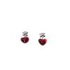 Ankela Red Translucent Three-Dimensional Peach Heart Earrings, Light Luxury High-End Sweet Girlish Temperament Earrings In Autumn And Winter