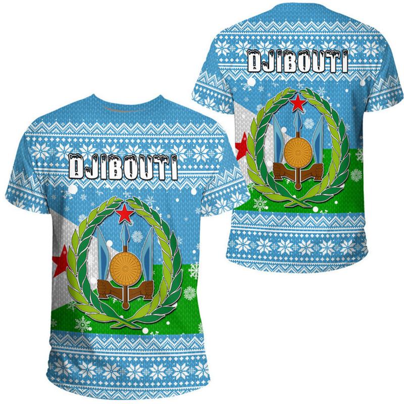 Djibouti Flag T-Shirt Men Women African Pride Graphic Tee Summer Short Sleeve Casual Gym Sports Fitness Top