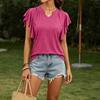 Women V Neck Short Sleeve T Shirt Loose Fit Batwing Sleeve Casual Top Lightweight Soft Fabric Comfortable Summer Blouse