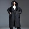 Women's 2024 Knee-Length Hooded Down Jacket - Korean Style, Thick, 90% White Duck Down
