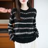 New Vintage Round-neck Knitted Cardigan for Women with Jacquard Loose and Versatile Top for Spring, Autumn and Winter