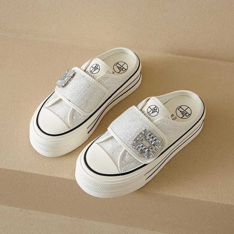 

Маленький человек в тапочках, женские новые шлепанцы на платформе со стразами летом 2025 года, универсальные повседневные крутые шлепанцы 40 бежевый