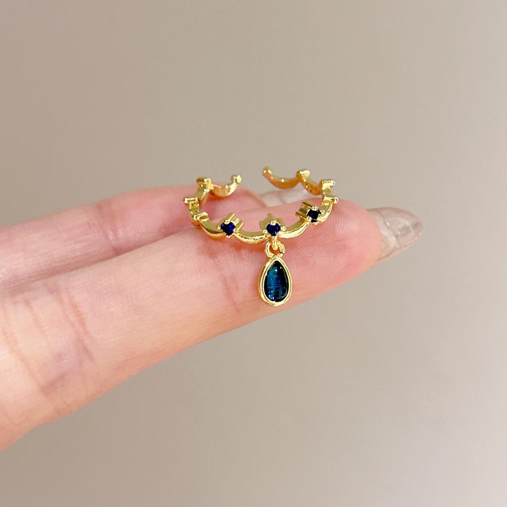 Medieval Brushed Diamond-encrusted Zircon Ring for Women Does Not Fade, Light Luxury and Versatile Open Index Finger Ring Jewelry.