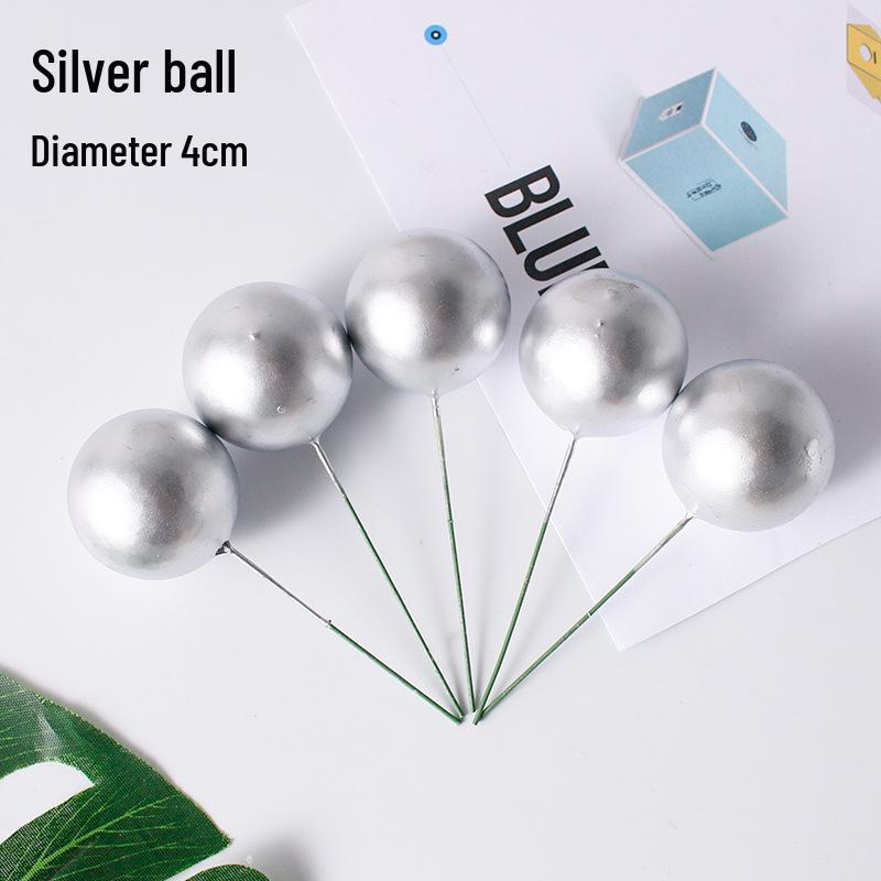 Golden and Silver Ball Cake Decorations with Colorful Birthday Insert Card