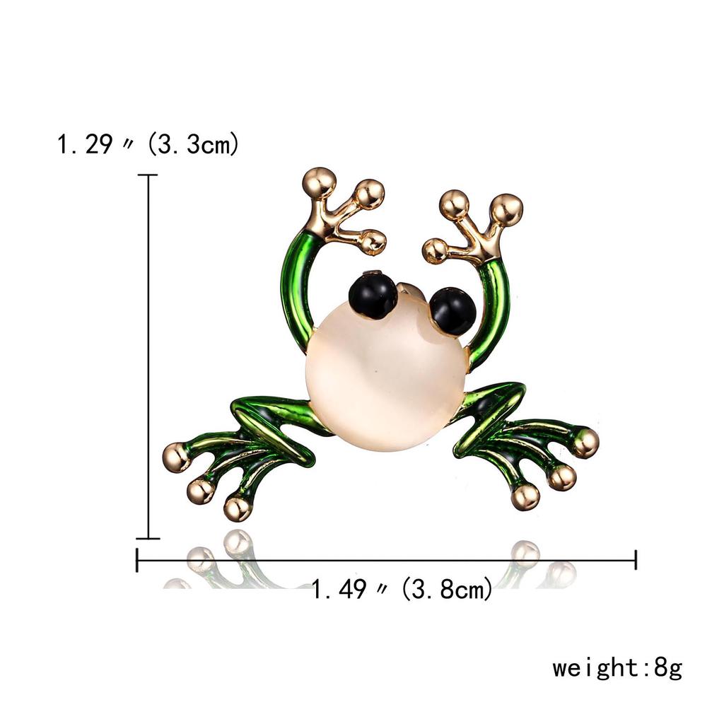 Fashion Cute Green Rhinestone Frog Brooch for Women Vintage Animal Funny Cartoon Froggy Bag Lapel Pins Badge Jewelry Gift