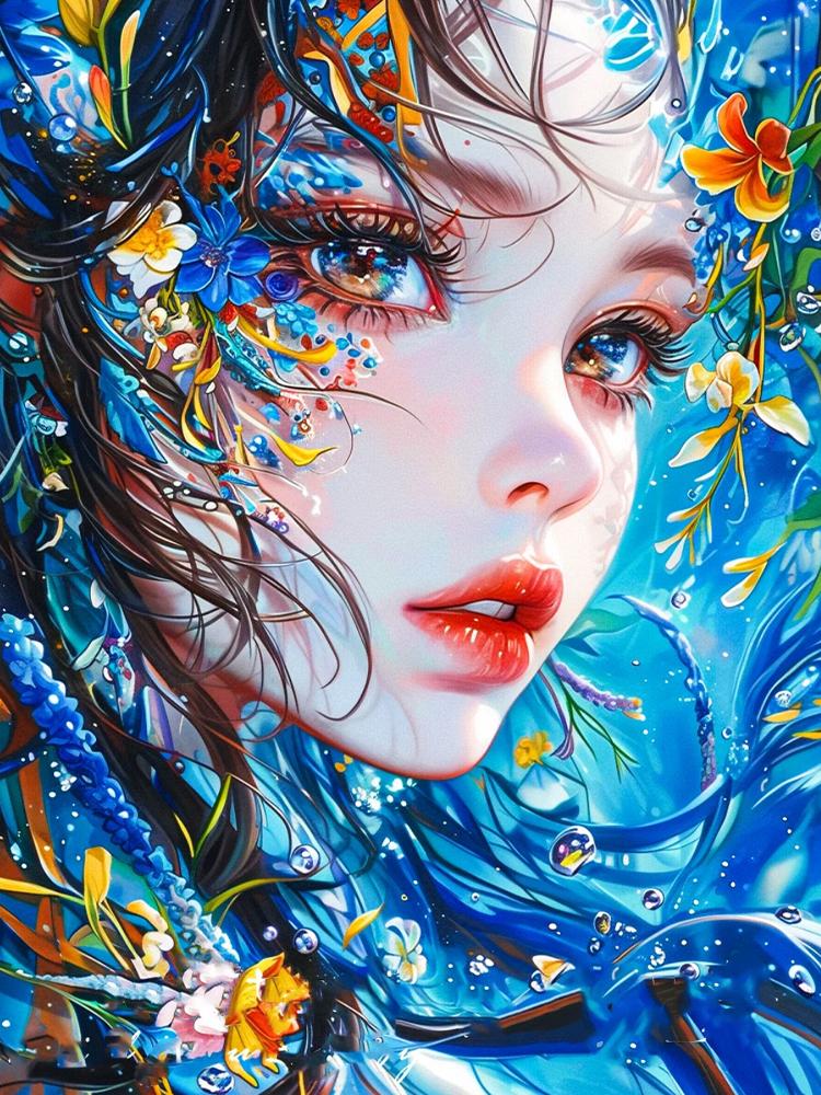 

Алмазная картина 5DDIY мультфильм женщина цветок портрет мозаика украшение ювелирные изделия вышивка крестом картина украшение для дома подарок Full Round 20x30CM