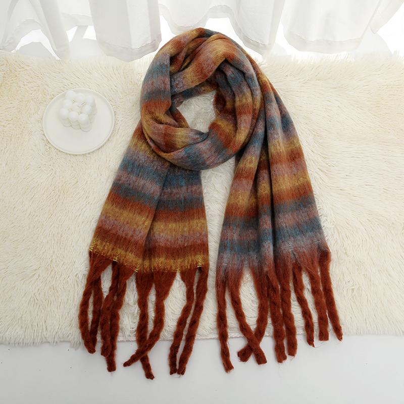 Thick Stripe Pashmina Shawl Scarf Woman Winter Warmer Scarves Lady Fashion Long Wraps Plaid Printed Muffler Soft Shawl