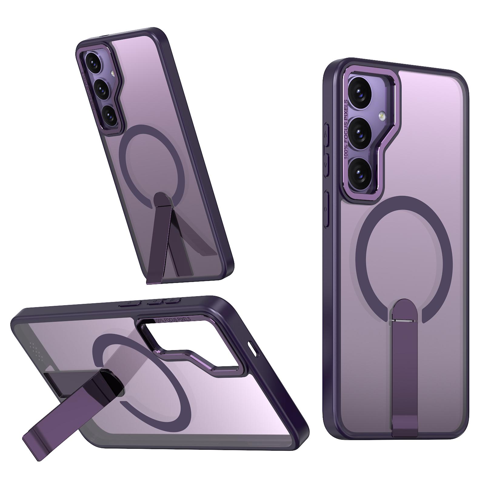 

For Samsung Galaxy S24 FE Case Compatible with MagSafe Kickstand TPU+Acrylic Phone Cover Dark Purple