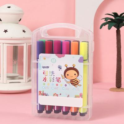12 Colors Watercolor Pen Set Triangular Grip Washable Painting Pen Kids Cartooning Coloring Markers