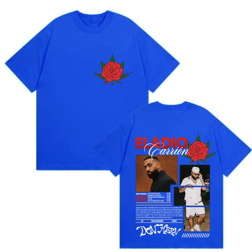 Famous Rapper Eladio Carrion Album Global Tour Mercah TShirt Men Women Loose Casual Cotton Tee Streetwear Hip Hop Oversized Top
