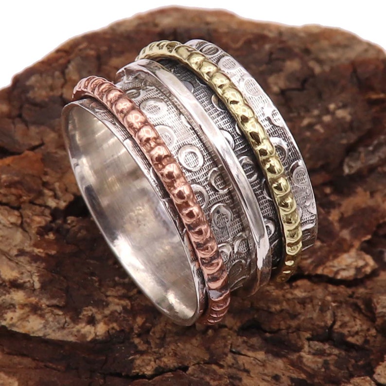 Bague tournante en argent sterling 925, bague pour femme, bague tournante la plus populaire, bague tournante faite main, cadeau de Nouvel An, cadeau d'anniversaire