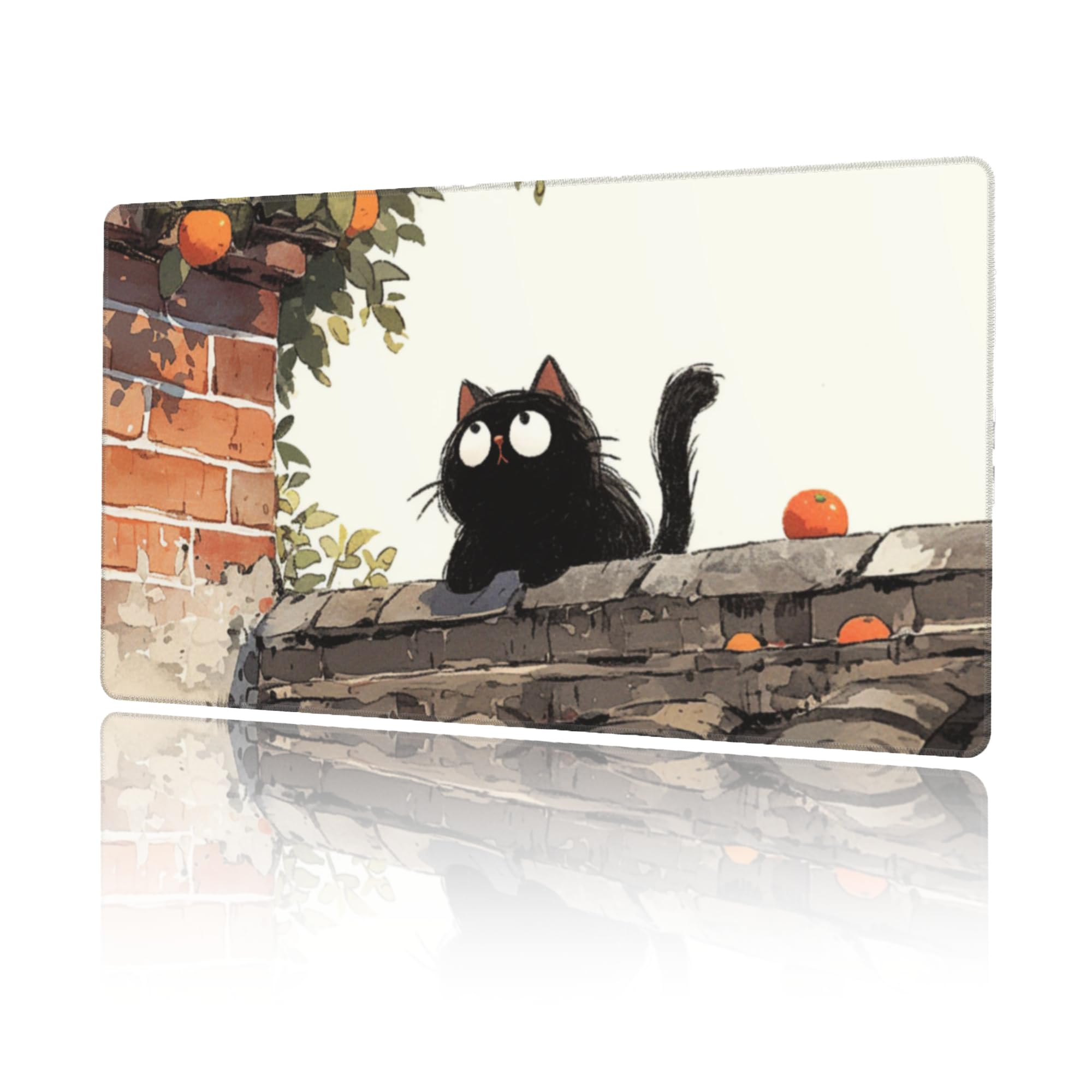 

Large Gaming Mouse Black Cat Anime Desk Keyboard Pad with Rubber Compatible with ELECOM Optical Ideal for Cybercafes and Moderate Surface 40cm x 75cm