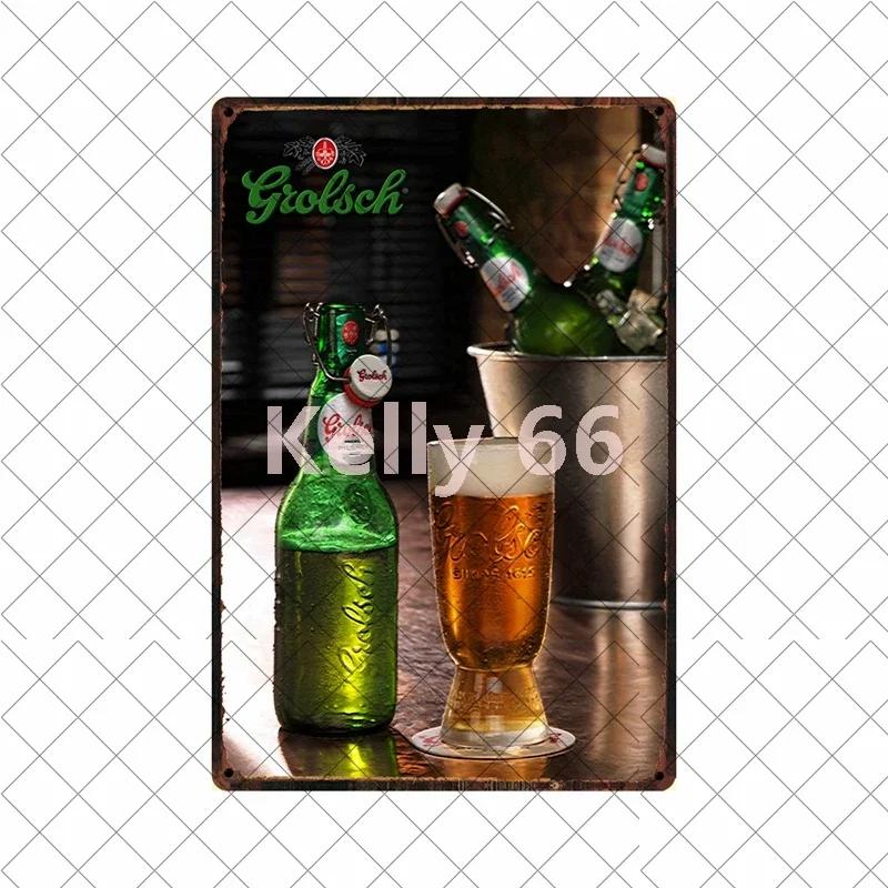 [Kelly66] Grolsch Herfst Bok Bere Rece Aici Artă din tablă Placă metalică Decor pentru casă Pictură 20*30 CM Mărime Dy221
