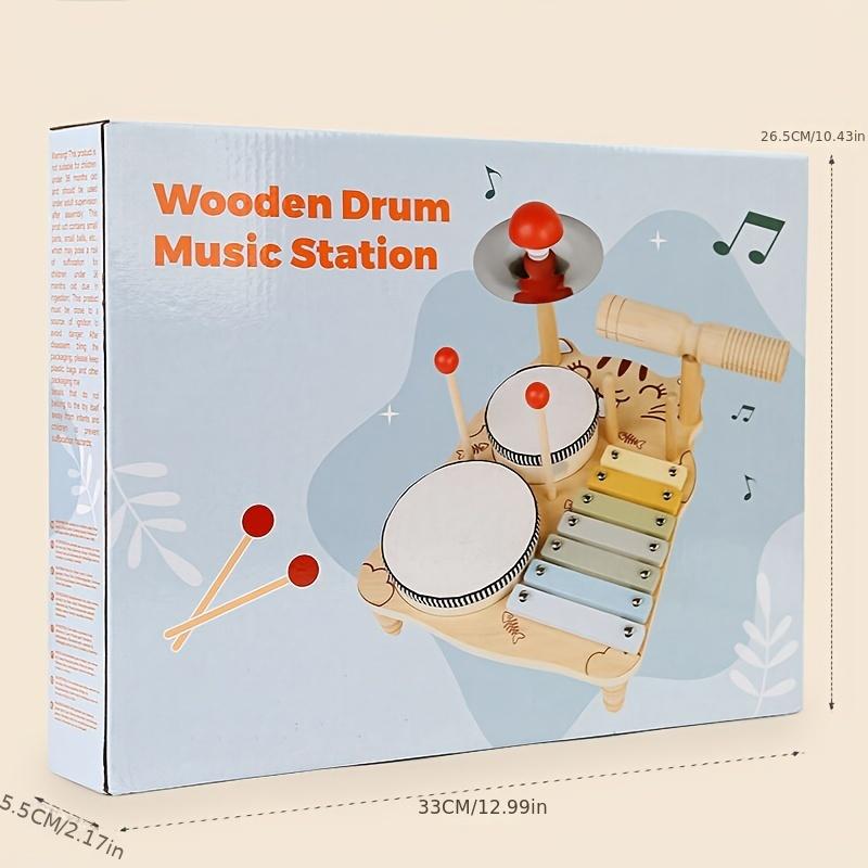 Drum Set, Wooden Percussion Instruments Toy Set, Educational Muscil Toy, Birthday Gifts,  Halloween Christmas Gift