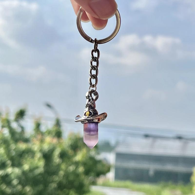 Retro-Neu-Stil natürlicher Amethyst sechseckige Säule Hexenhut Anhänger, Nischen-einzigartiger einfacher Anhänger