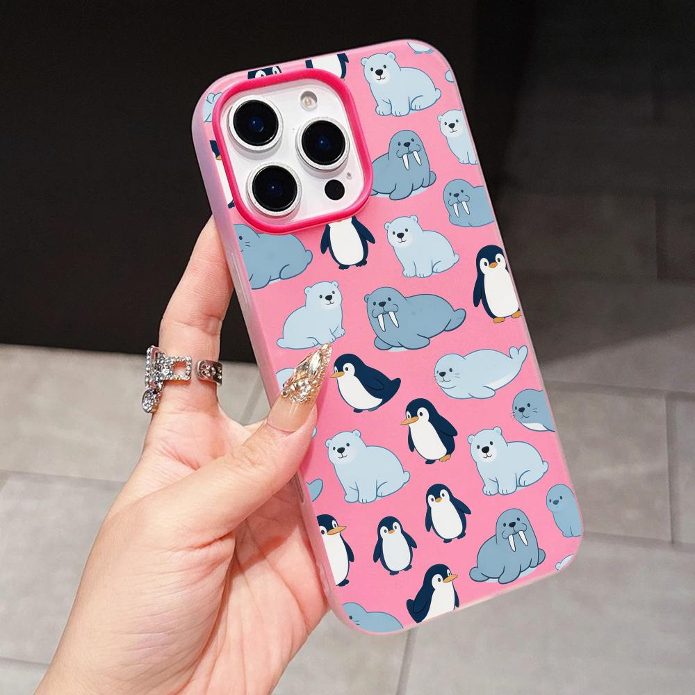 Animes Puppy Kitten Jelly Double Layer Rose Red Mobile Phone Case for iPhone 17 16 15 14 13 12 11 Air Pro Max Plus Protective