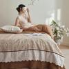 Retro French Crinkled Cotton Gauze Quilt Set with Lace Trim - Machine Washable Summer Four-Piece Set