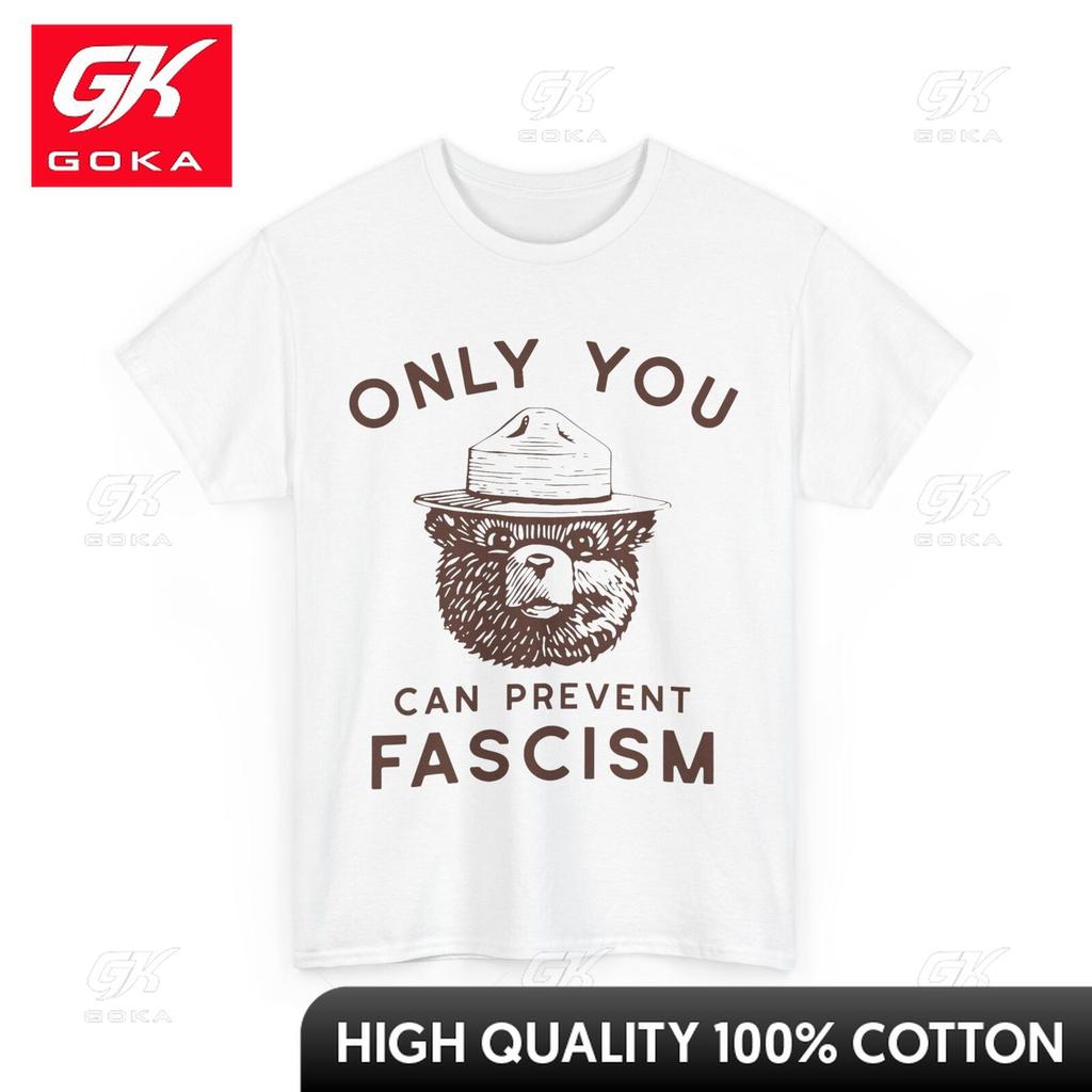 National Parks Support Tshirt Only You Can Prevent Fascism Bear Stylish Short Sleeve Graphic Top Casual Daywear