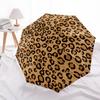 1 Guarda-chuva Automático Dobrável - Padrão Leopardo Marrom, Design Portátil e Dobrável com 8 Varetas, Presentes de Natal e Aniversário