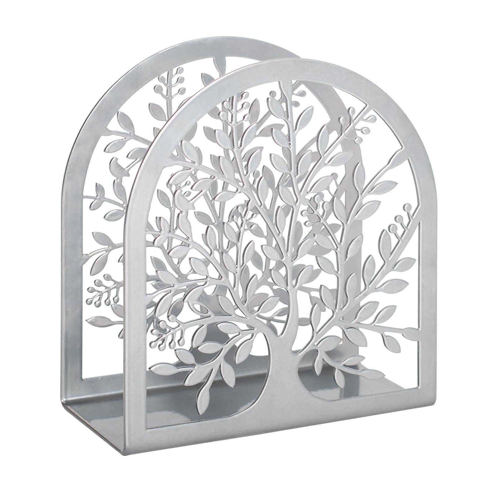 

Elegant Napkin Storage Solution Freestanding Tissue Dispenser Metal Hollow Paper Towel Holder for Dining Table срібний