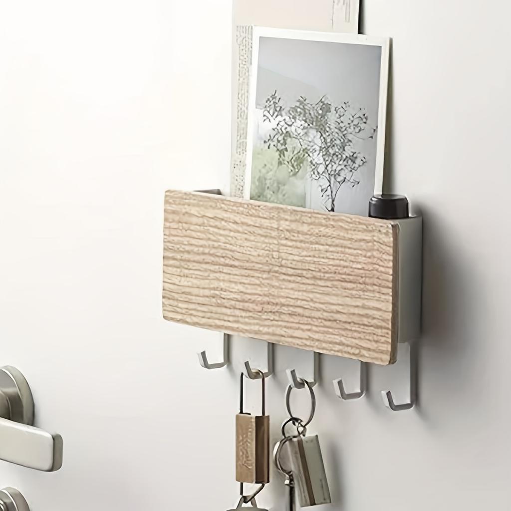 1pc Simple & Creative Storage Box, Key Wall Hook, Wooden Storage Hook, Door Back Hanging Hook, Home Decor, Household Gadget