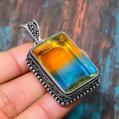 Wonderful Bi-Color Tourmaline Gemstone Handmade Jewelry 925 Sterling Silver Pendant