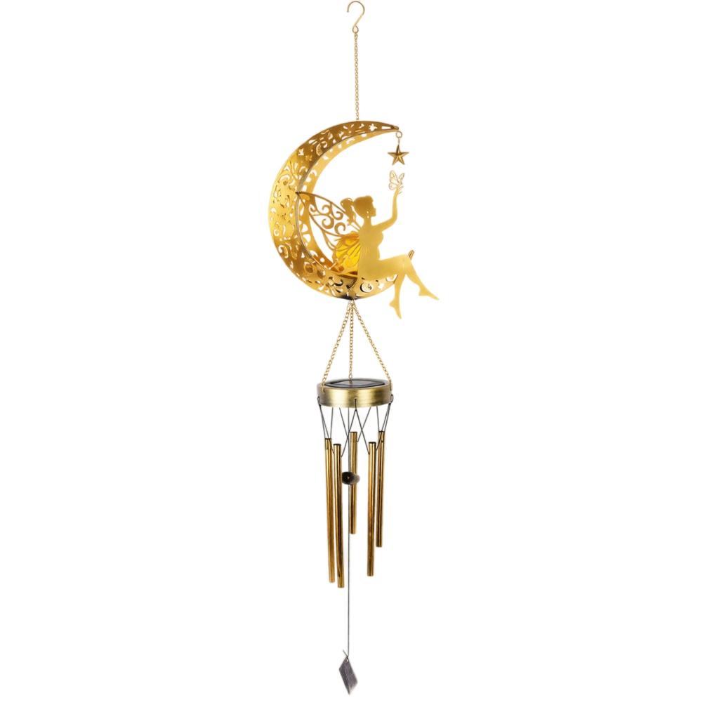 Hanging Powered Wrought Wind with Cutout Design for, Garden, Patio Decor