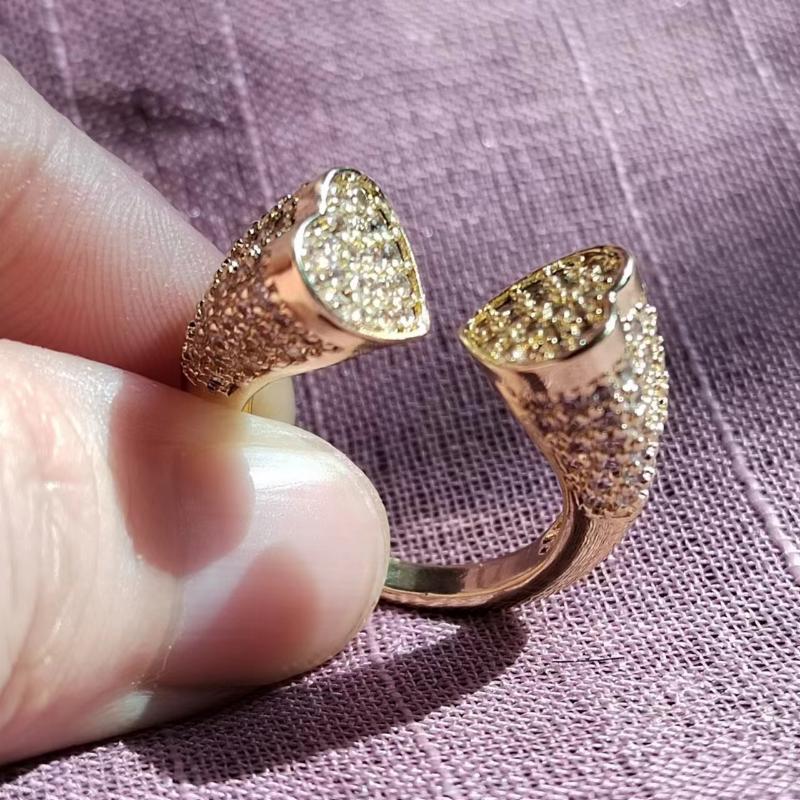 Creativity Heart Shaped Wedding Rings for Women Fashion Gold Color Open Adjustable Ring Exquisite Wedding Engagement Party Jewelry