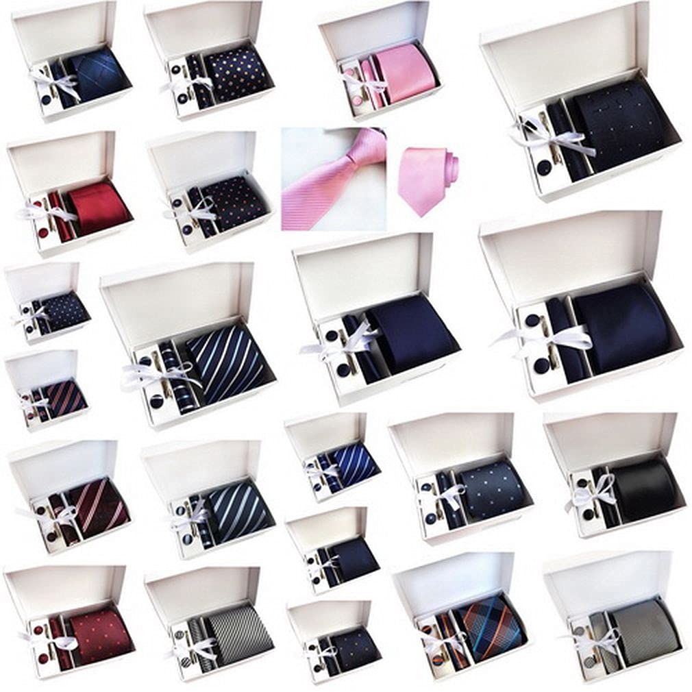 [Xiang Ru] 4-Piece Tie Set: Stripe, Check, Solid, Floral Pattern. Suitable for Business, Work, Commuting, Job Hunting, Weddings, Father's Day,