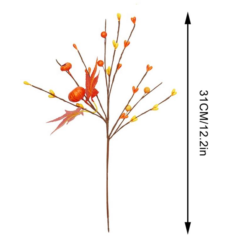 Thanksgiving Harvest Decoration Accessories Artificial Maple Leaf  Berry Stems Fake Flower Plants Centerpieces For Tables