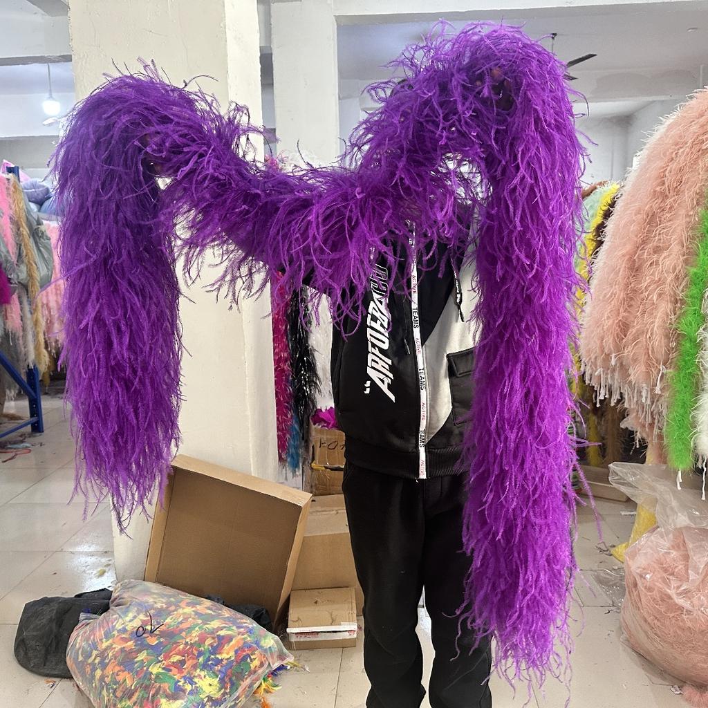 DIY Blau Natürliche Straußenfedern Boa Schal 1-20 Lagen Flauschige Federn Band Schal für Hochzeit Weihnachten Schal Röcke Nähzubehör