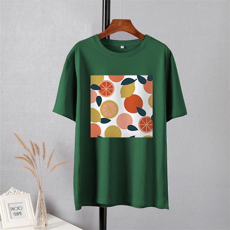 Shellsuning Casaul Kawaii Fruit Printed T Shirt Women Loose O Neck Short Sleeve Base Tees Female Simple Cotton Trendy White Tops