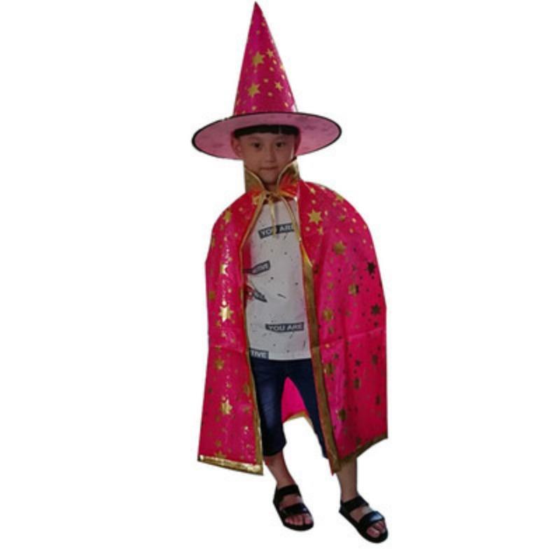 Halloween Cape, Children Adult Dance Dress Up Pentagram Cape Hat Set Cosplay Prop Cape