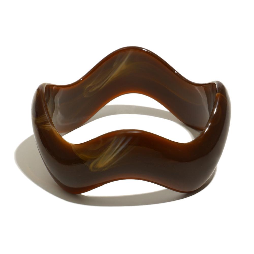 

Exaggerated Acrylic Wavy Geometric Chunky Bracelet for Women Vintage Blue Brown Green Resin Wrist Bangles Charm Jewelry Gifts коричневый