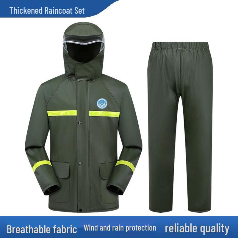 Men's Full Body Raincoat & Pants Set for Heavy Rain - Ideal for Cycling, Food Delivery, Fishing - Thickened Knit Fabric