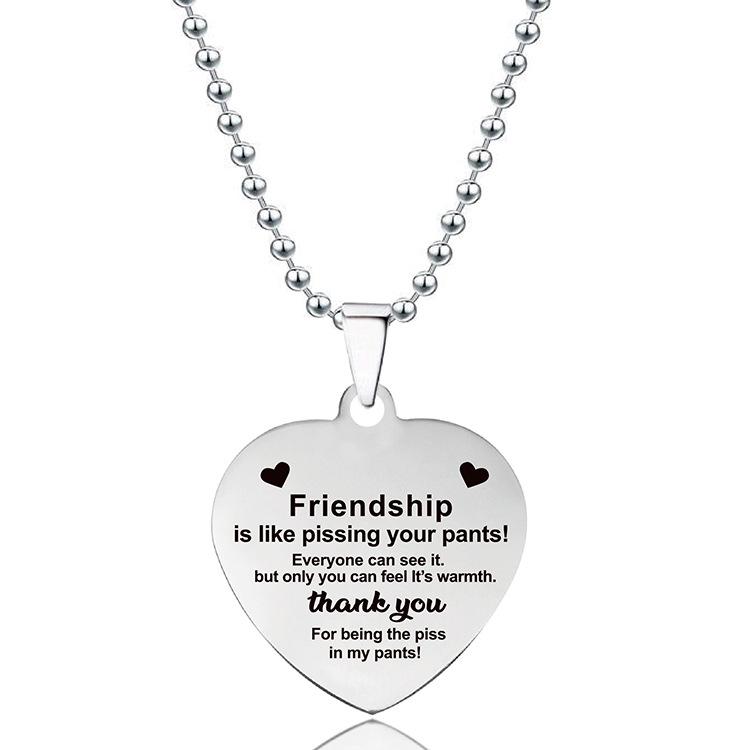 European & American Titanium Steel Heart Pendant Necklace - Engraved Love Heart & Stainless Steel, Ideal Christmas Gift