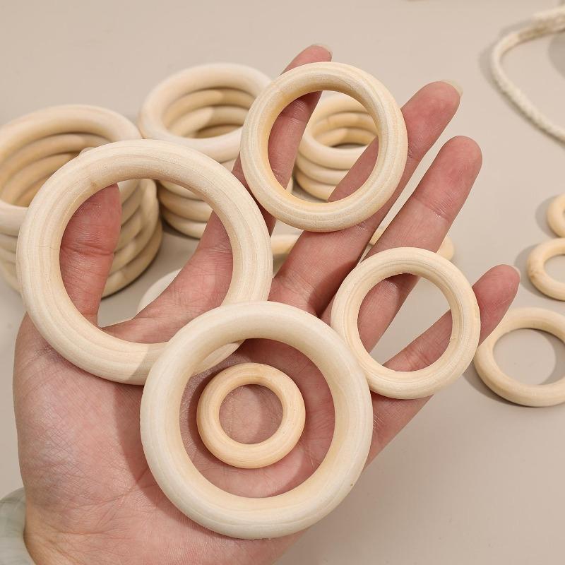 Wooden Rings For Crafts Supplies Unfinished Wood Circles Ring DIY Pendant Connectors Jewelry Making Handmade Ornaments Wholesale
