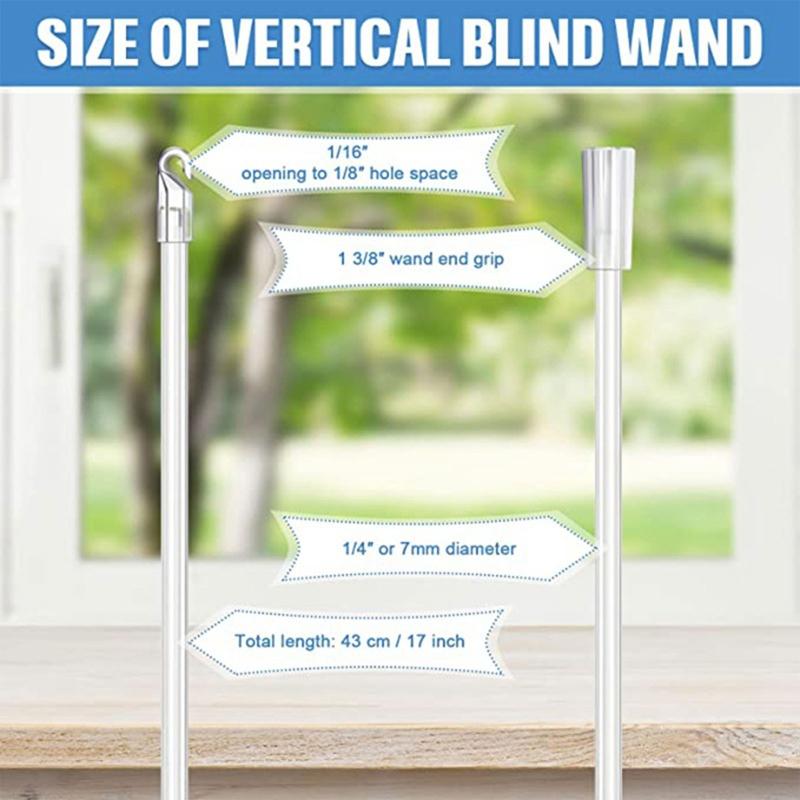 Venetian Blinds Pulling Rod with Replacement Rod Heads Set Accessory for Transparent Curtain Vertical Wand Supplies Kit Accesso