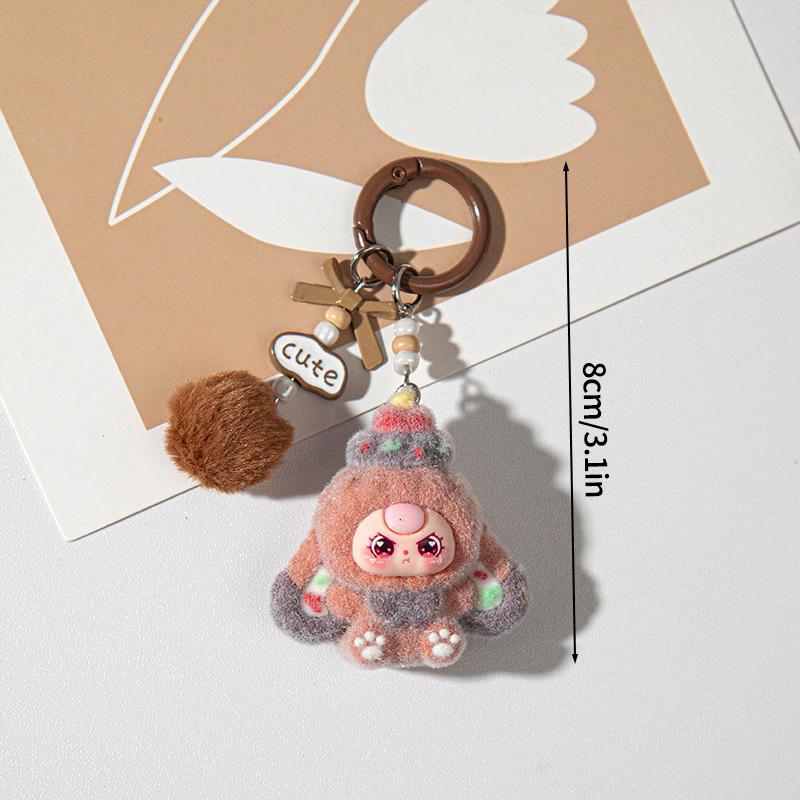 Cute Plush Keychains Party Gifts Kawaii Keychain Phone Chain New Year Xmas Party Favors Gift Baby Face Cute Aesthetic Keychain
