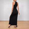 European and American Women's Clothing 2025 New Women's Sleeveless Split-ended Dress Pleated European and American Style Long Dress
