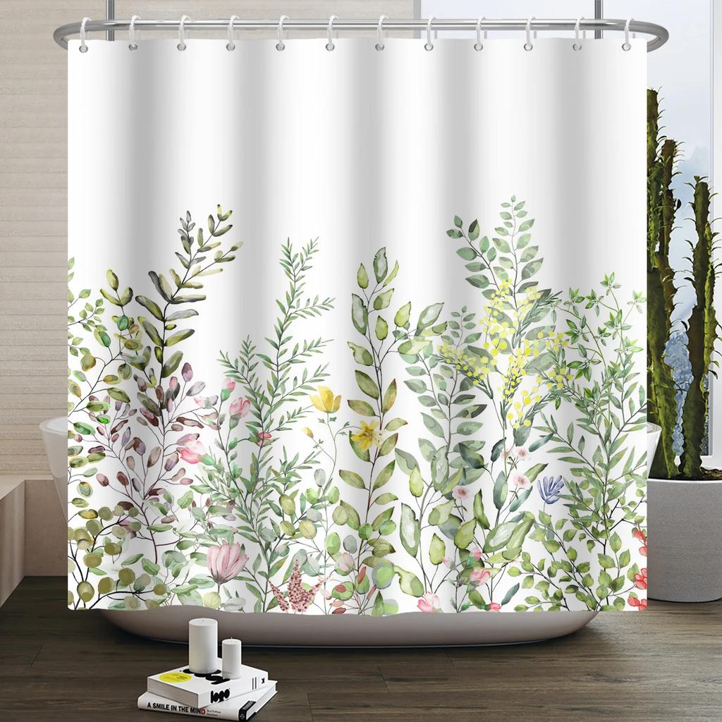Floral Duschvorhang für Badezimmer Vintage Blume Schmetterling Wasserdichter Stoff Boho Badewanne Badezimmervorhang Mit Haken 180x240