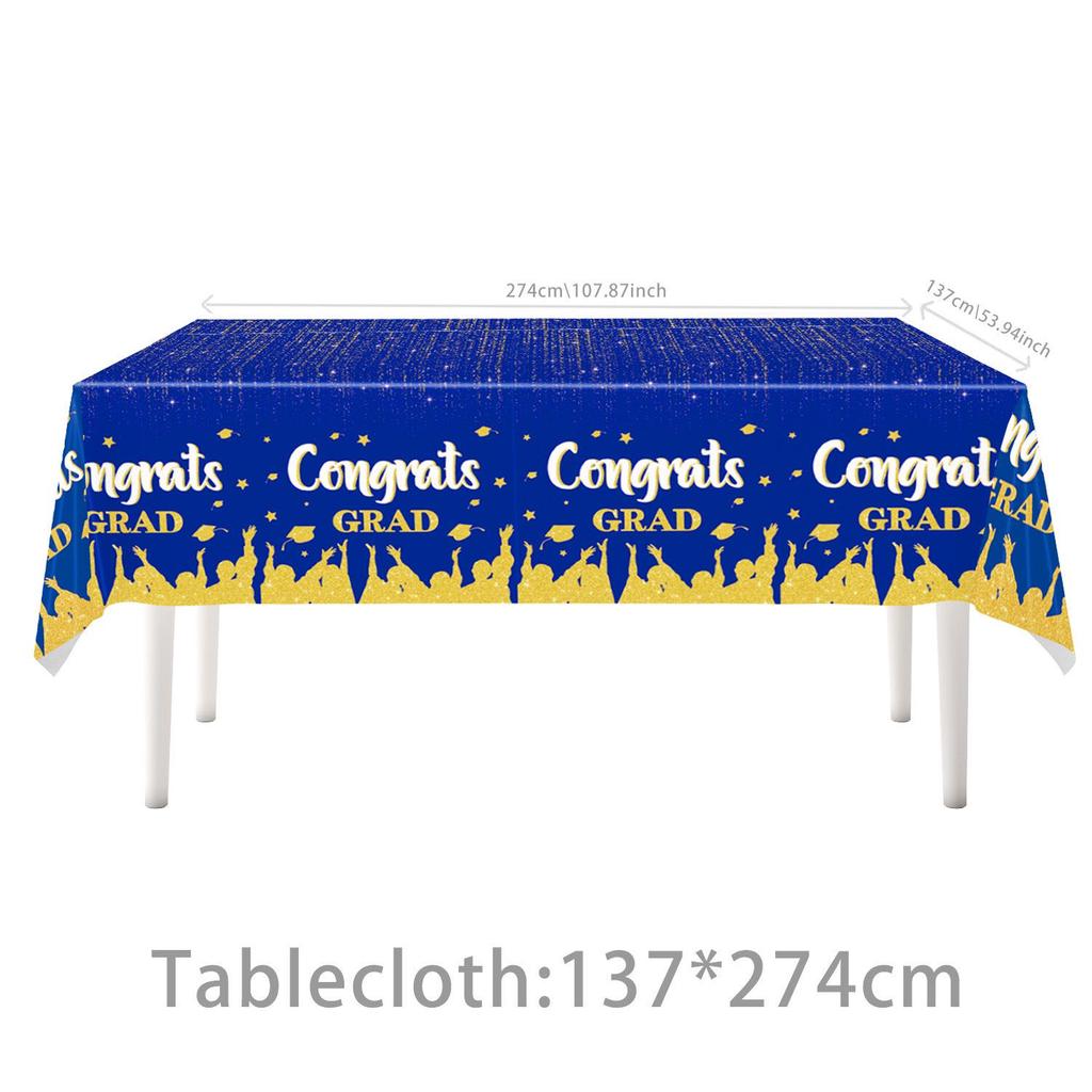 2026 Graduation Blue & Gold Party Supplies: Plates, Napkins & Flags