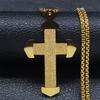Catholicism Cross Stainless Steel Necklace Men Gold Color Chain Necklaces Anniversary Birthday Gift Jewerly corrente masculina