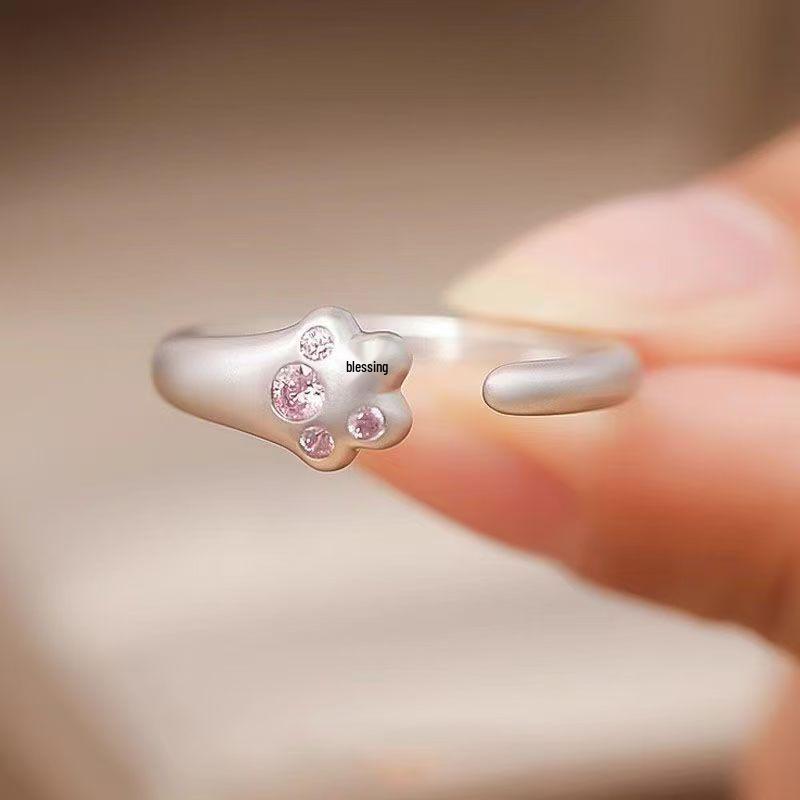 

Регулируемые парные кольца с мультяшными кошачьими лапками, унисекс, милые, в стиле легкой роскоши, идеально подходят в качестве подарка на день рождения. Open Adjustable