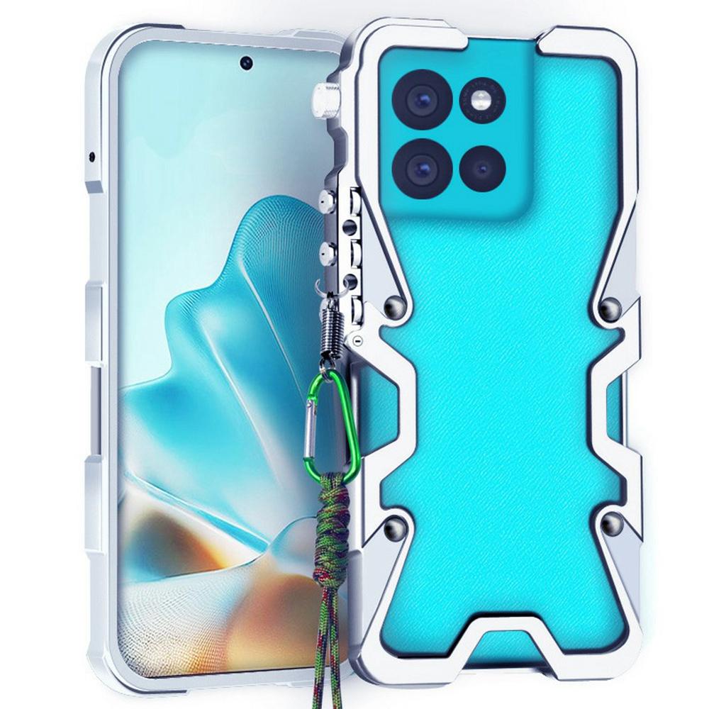 

Для Motorola Moto G86 5G Бампер Чохол Металевий з алюмінієвого сплаву Чохол-накладка для телефону зі шнурком Silver