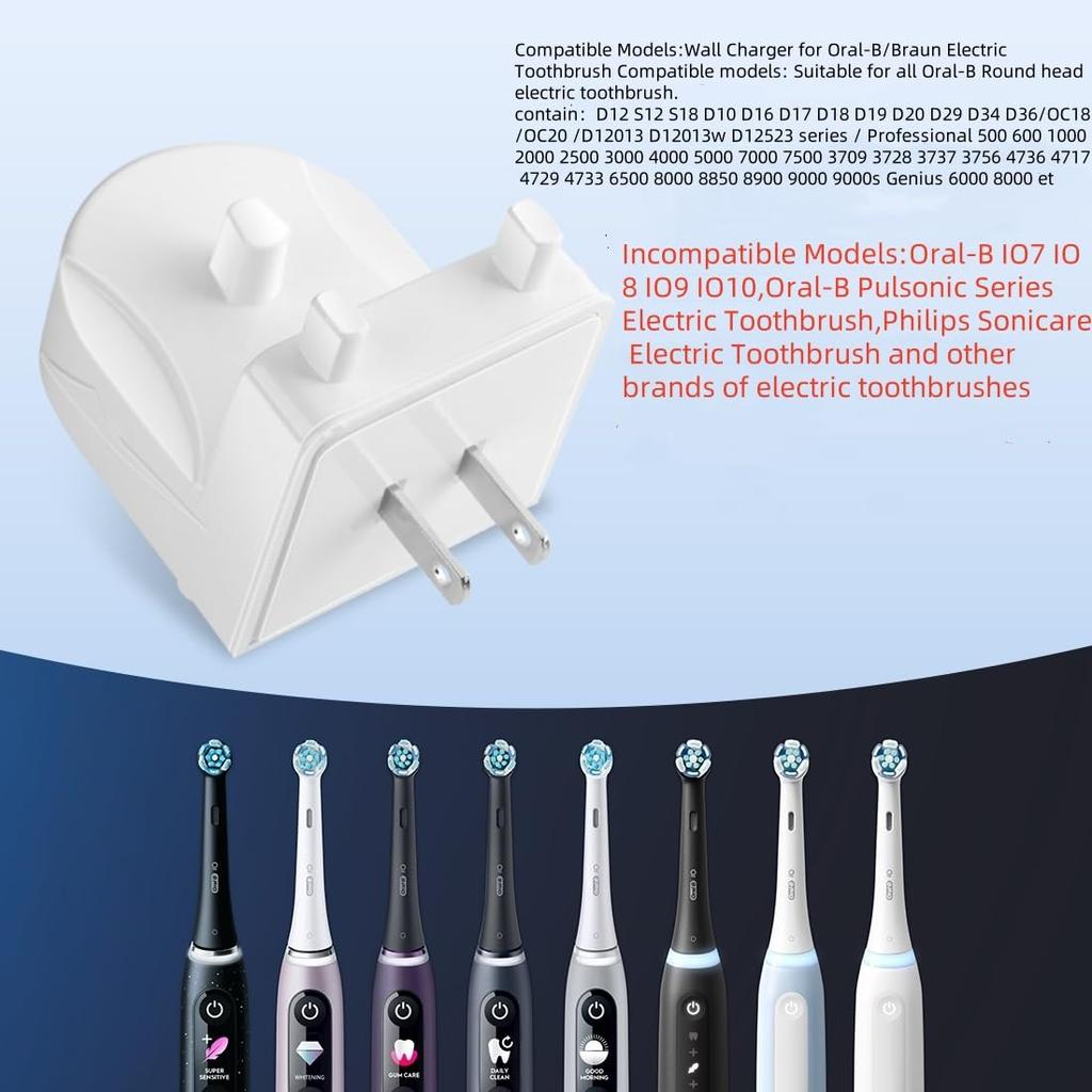 Ta elektryczna ładowarka ścienna do szczoteczki do zębów jest kompatybilna również z większością modeli szczoteczek do zębów IO i Pulse Oral-B/Braun.. Jego