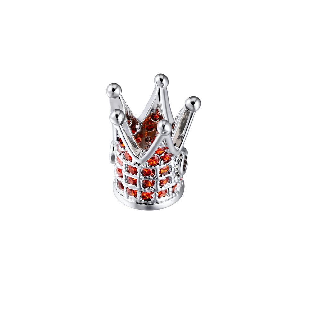 18K Gold Crown Beads with Micro-inlaid Zircon for DIY Jewelry Making