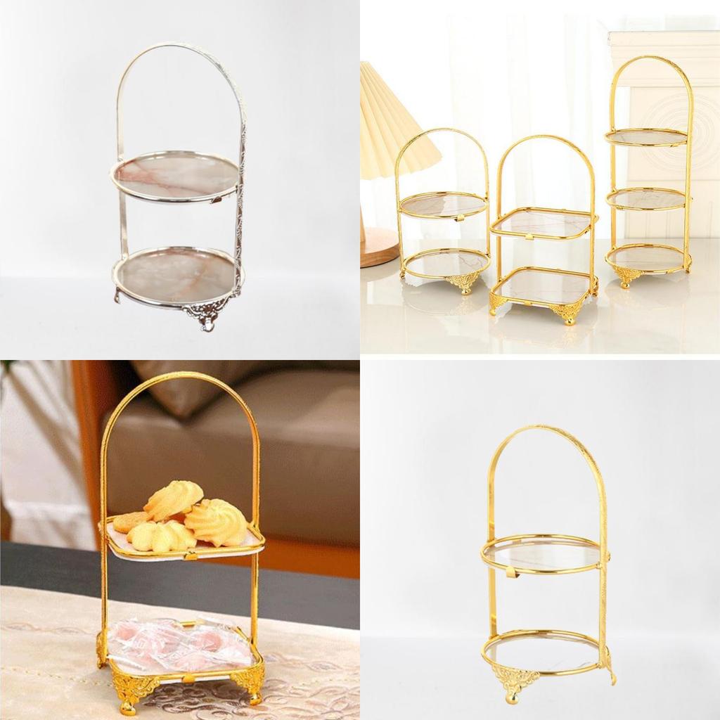 Multilayer Food Tray Organizer With Gold Finish For Home And Gift Use