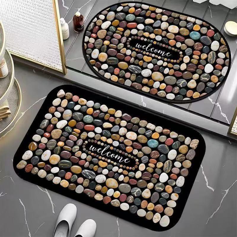 

Квадратные визуальные напольные коврики, водопоглощающие и противоскользящие коврики для ног для домашних ванных комнат, подходят для спален, кухонь и ванных комнат 40*60cm